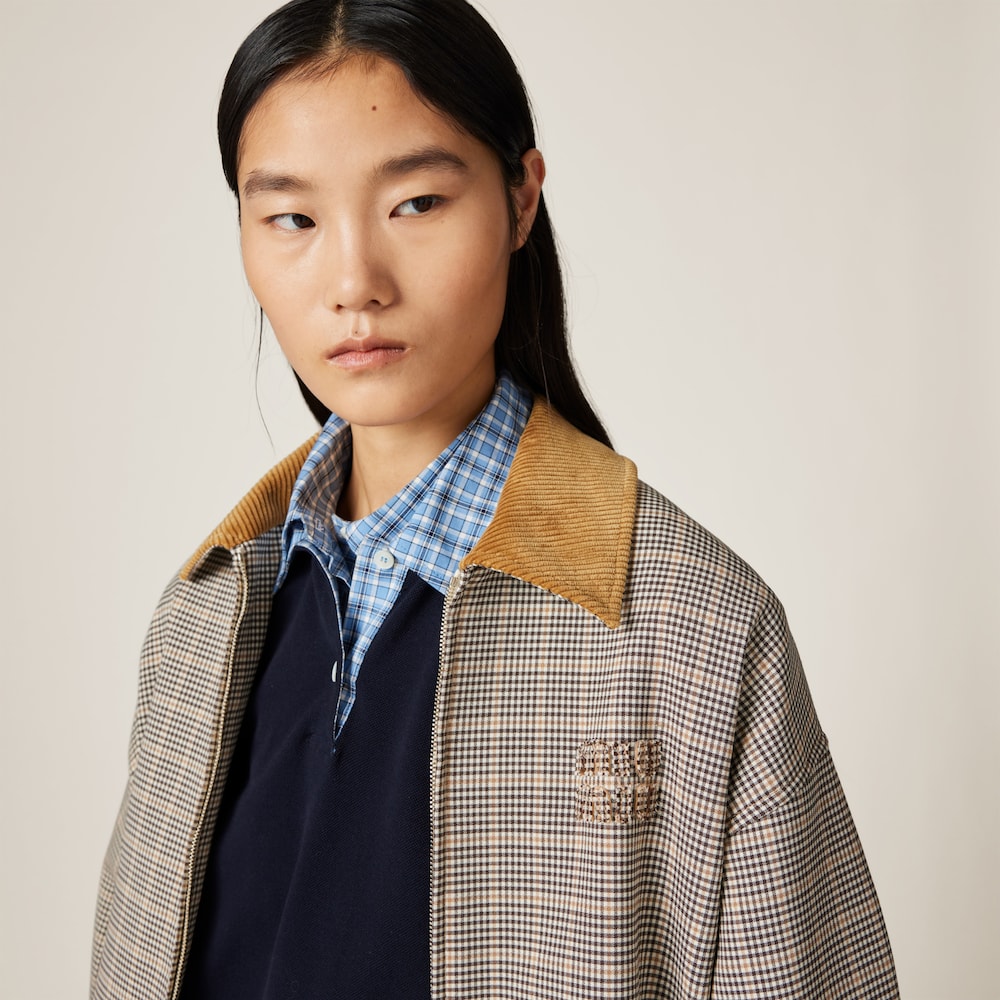 Checked double weave blouson jacket