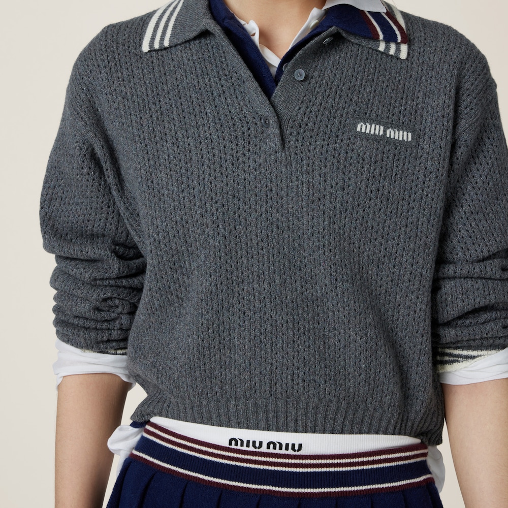 Wool and cashmere polo sweater