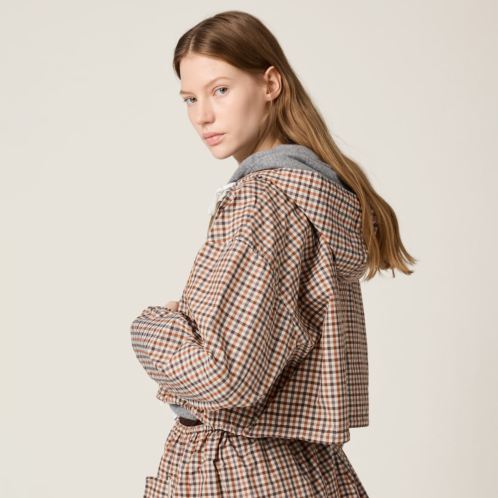 Vichy check technical fabric blouson jacket