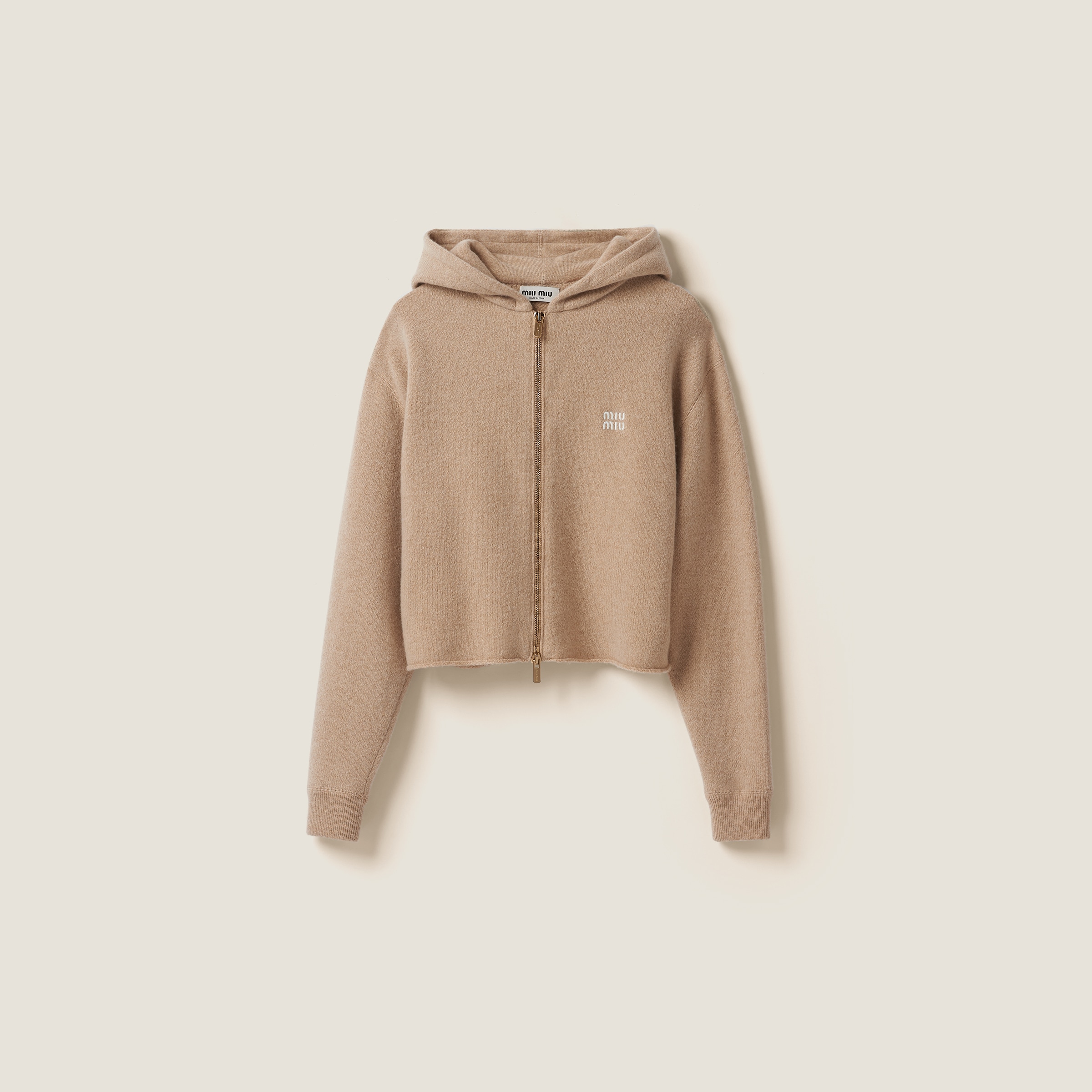 Wool and cashmere hoodie jacket