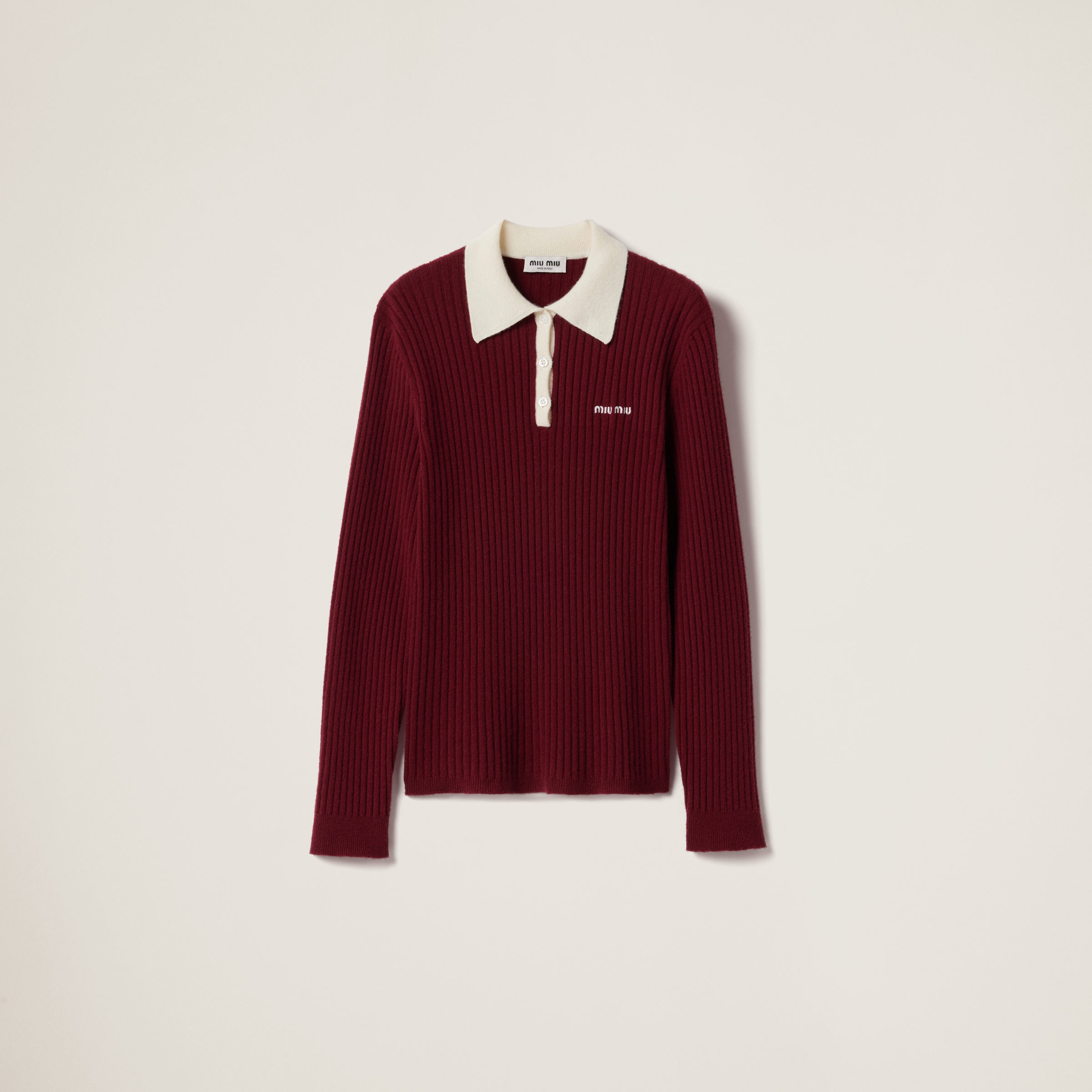 Ribbed cashmere polo shirt