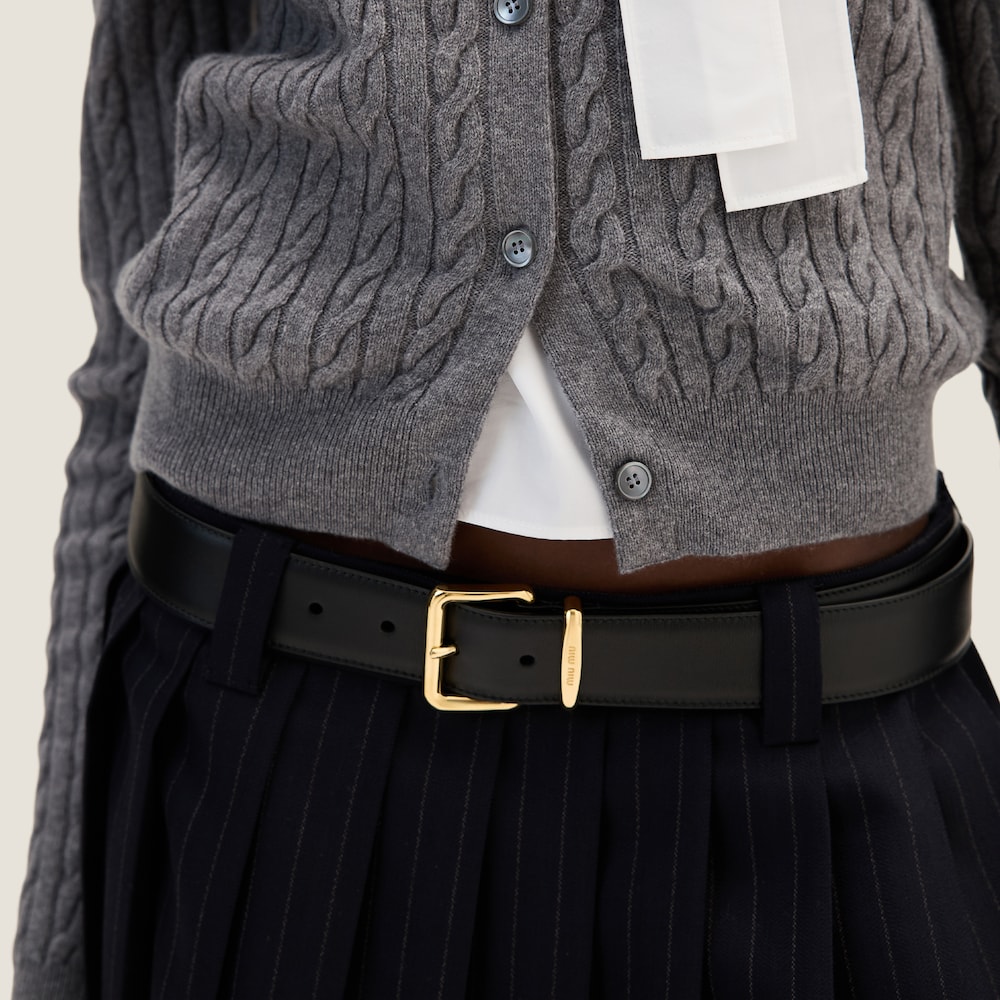 Pleated pinstripe miniskirt