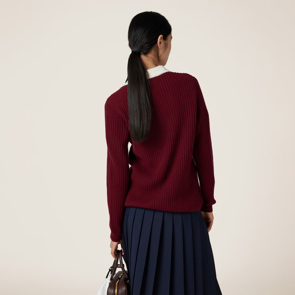 Ribbed cashmere polo shirt