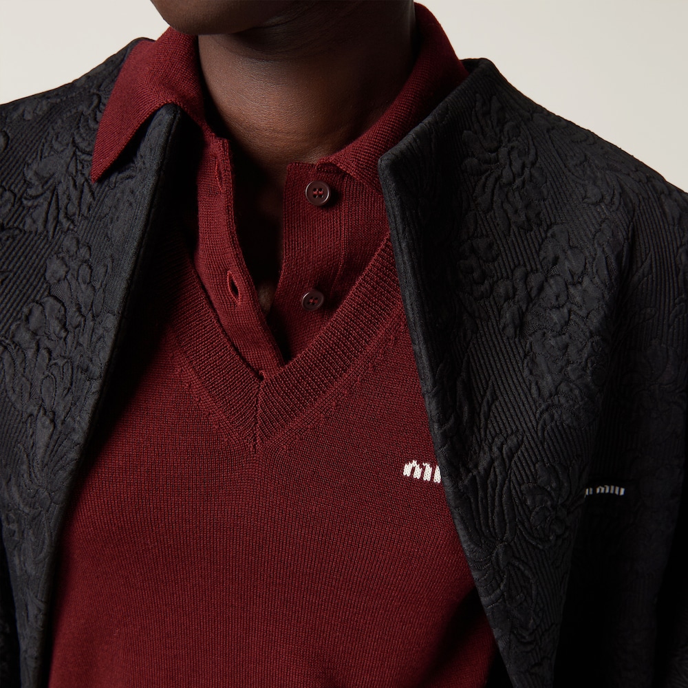 Wool knit polo shirt