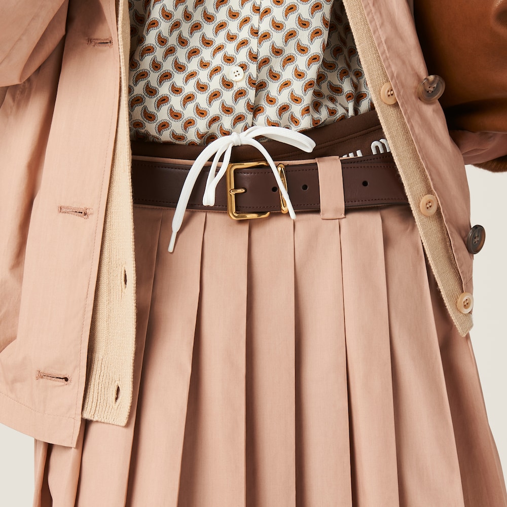 Pleated poplin skirt