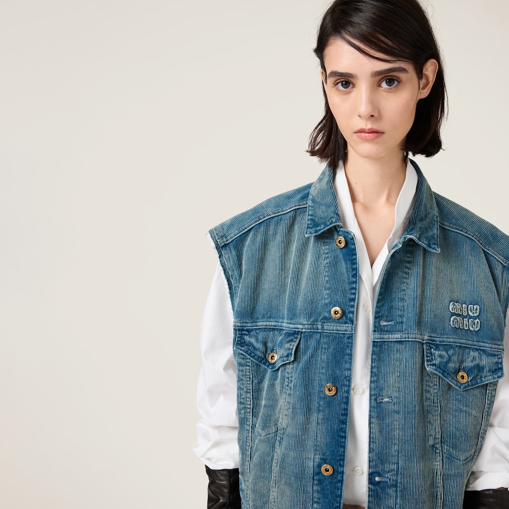 Washed corduroy vest