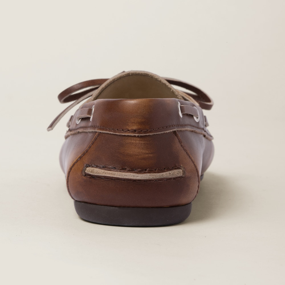 Unlined bleached leather boat shoes