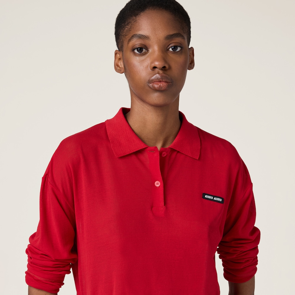 Ribbed jersey polo shirt