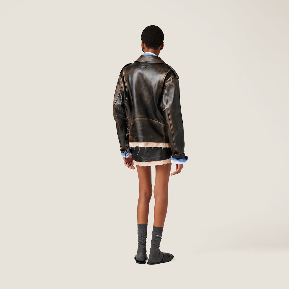 Nappa leather biker jacket