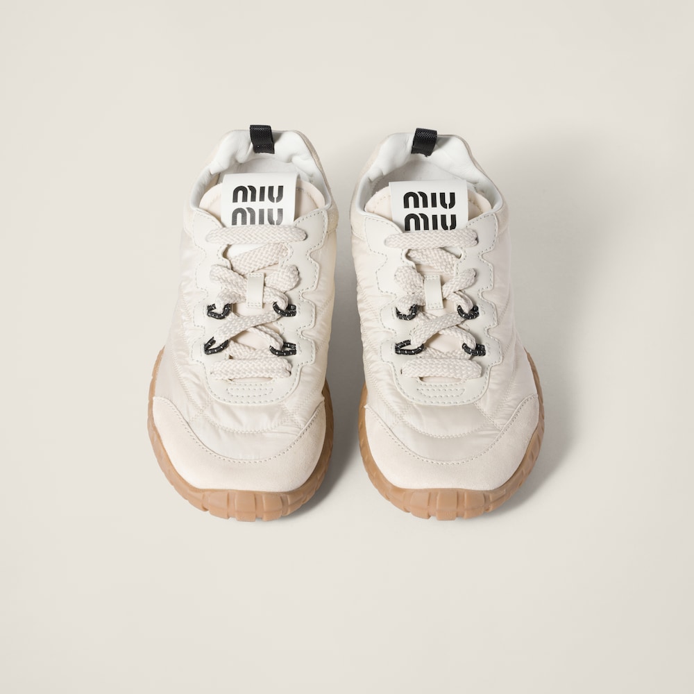 Tyre technical fabric and suede sneakers