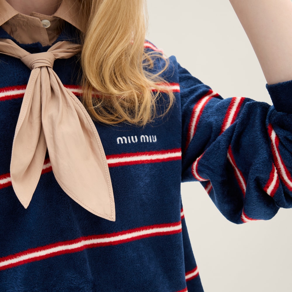 Striped viscose polo shirt