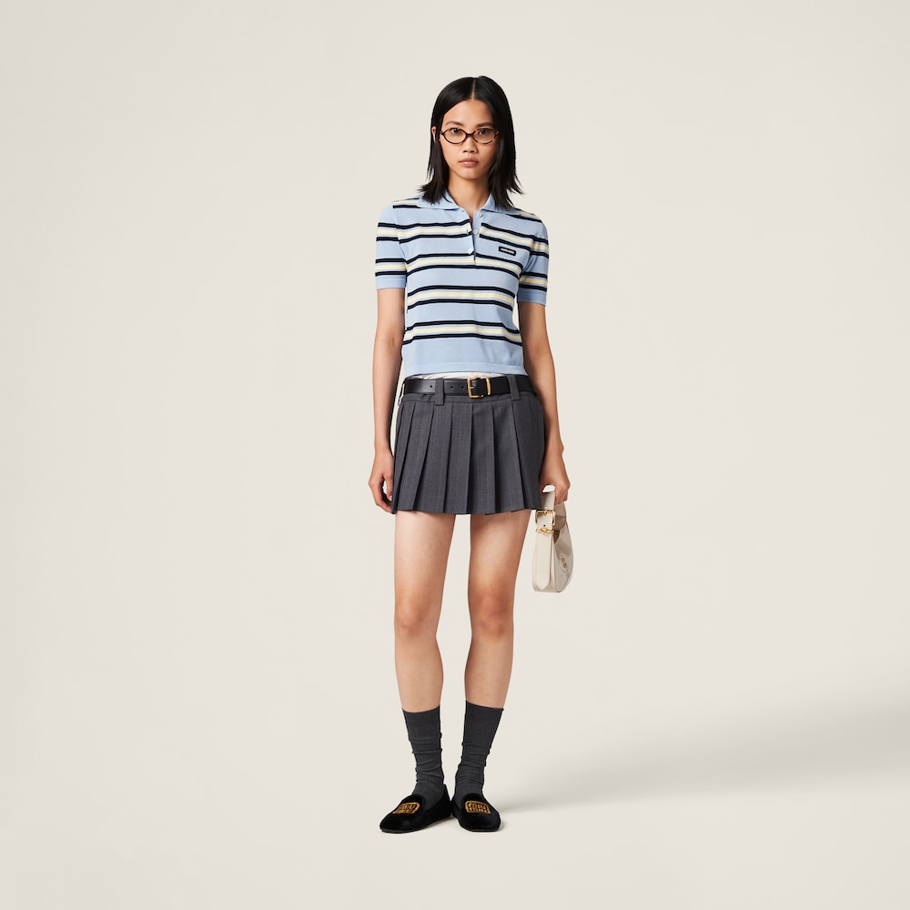 Pleated pinstripe skirt
