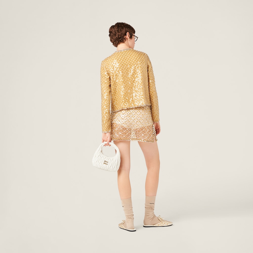 Embroidered organza miniskirt