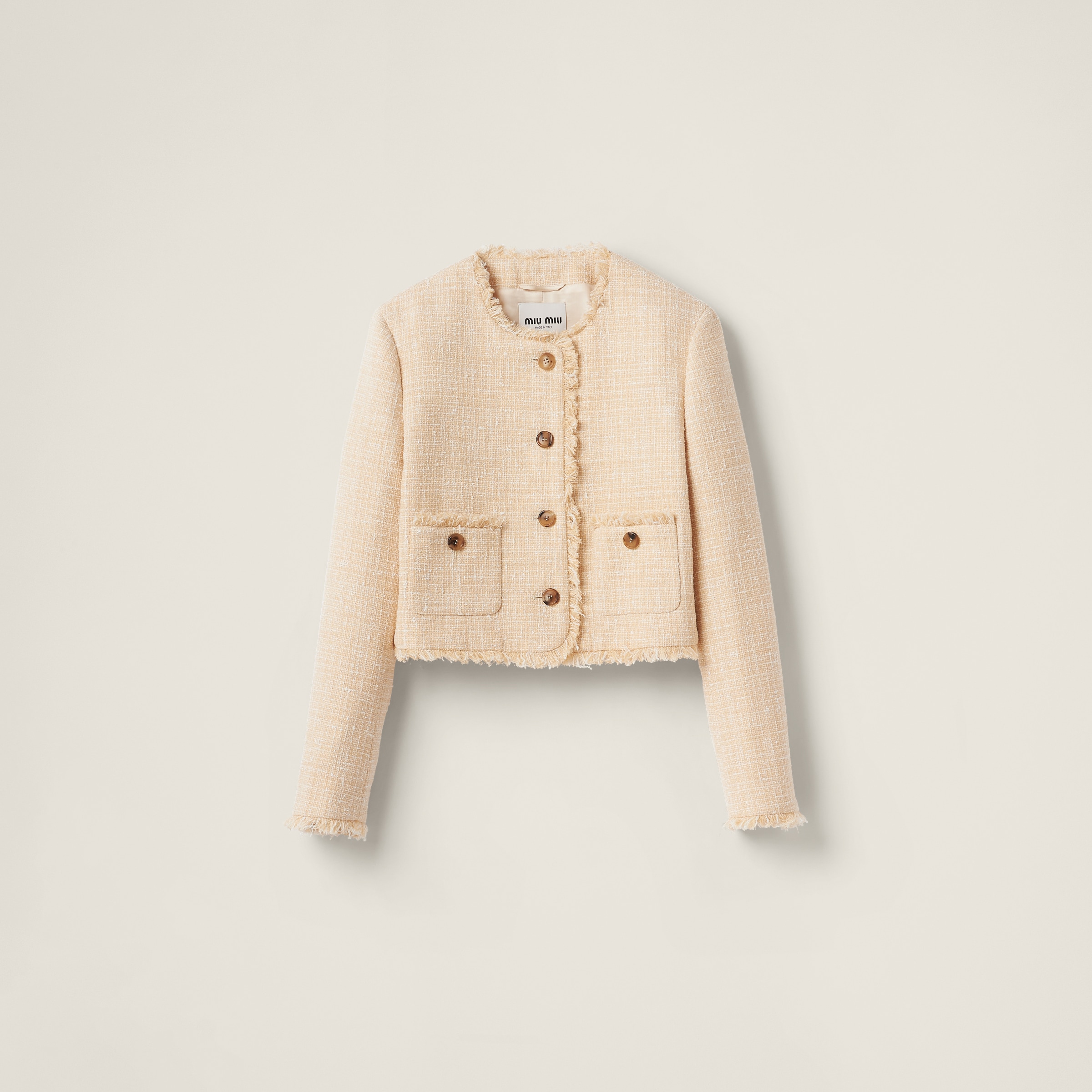 Single-breasted tweed jacket with embroidered logo
