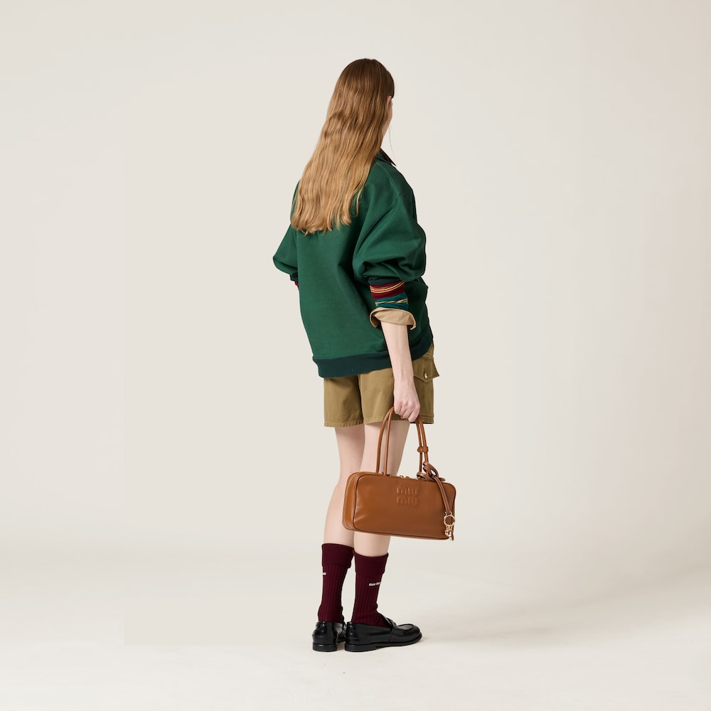 Garment-dyed cotton satin shorts