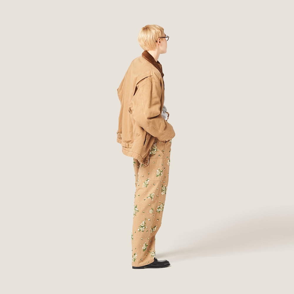 Garment-dyed gabardine pants