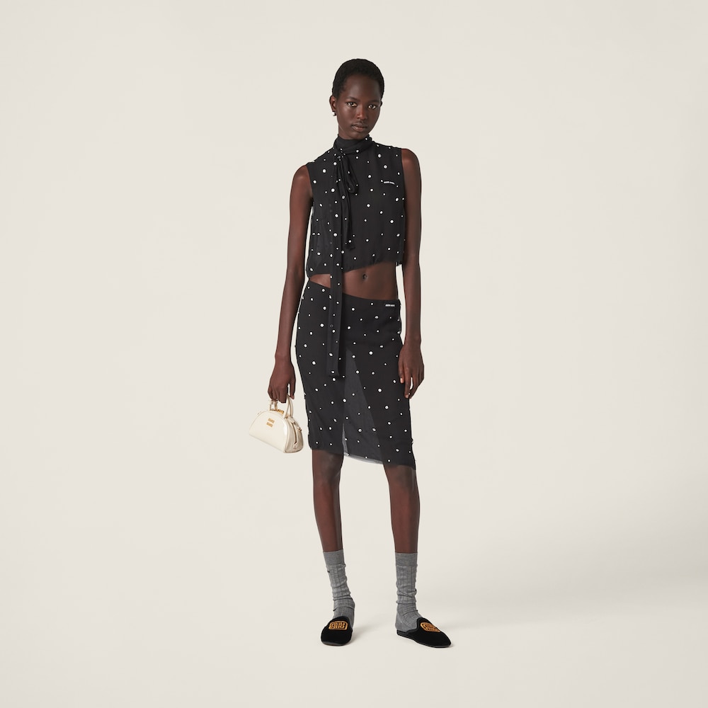 Embroidered chiffon skirt