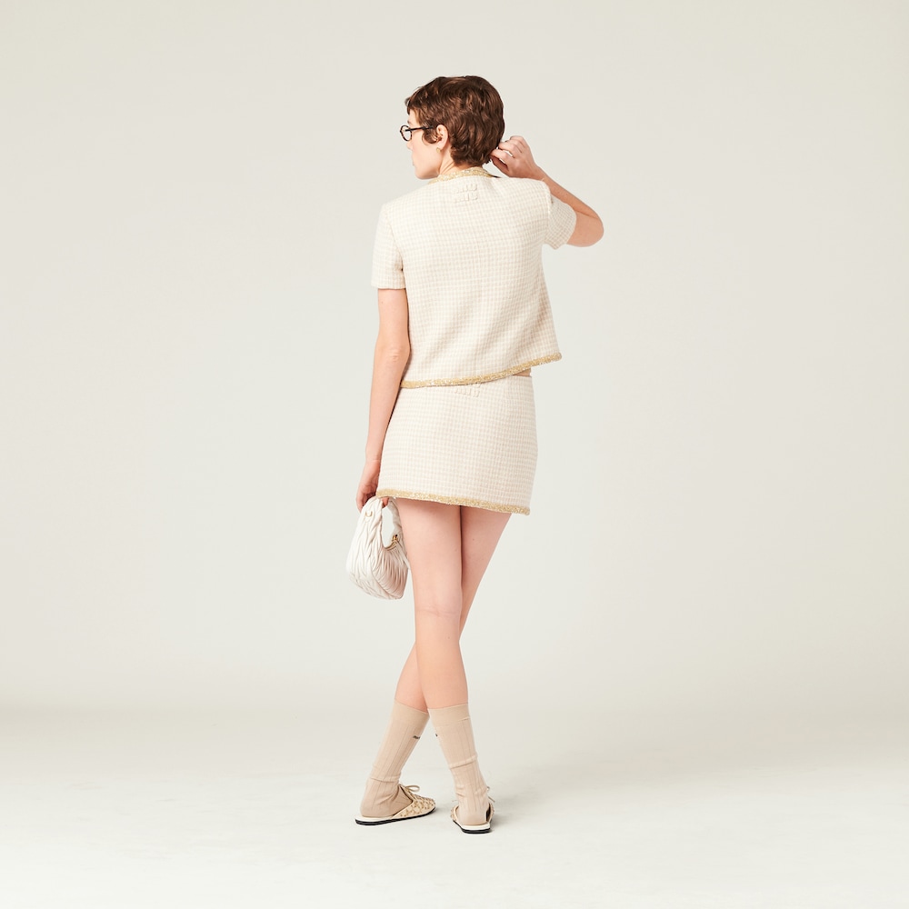 Check lamé miniskirt