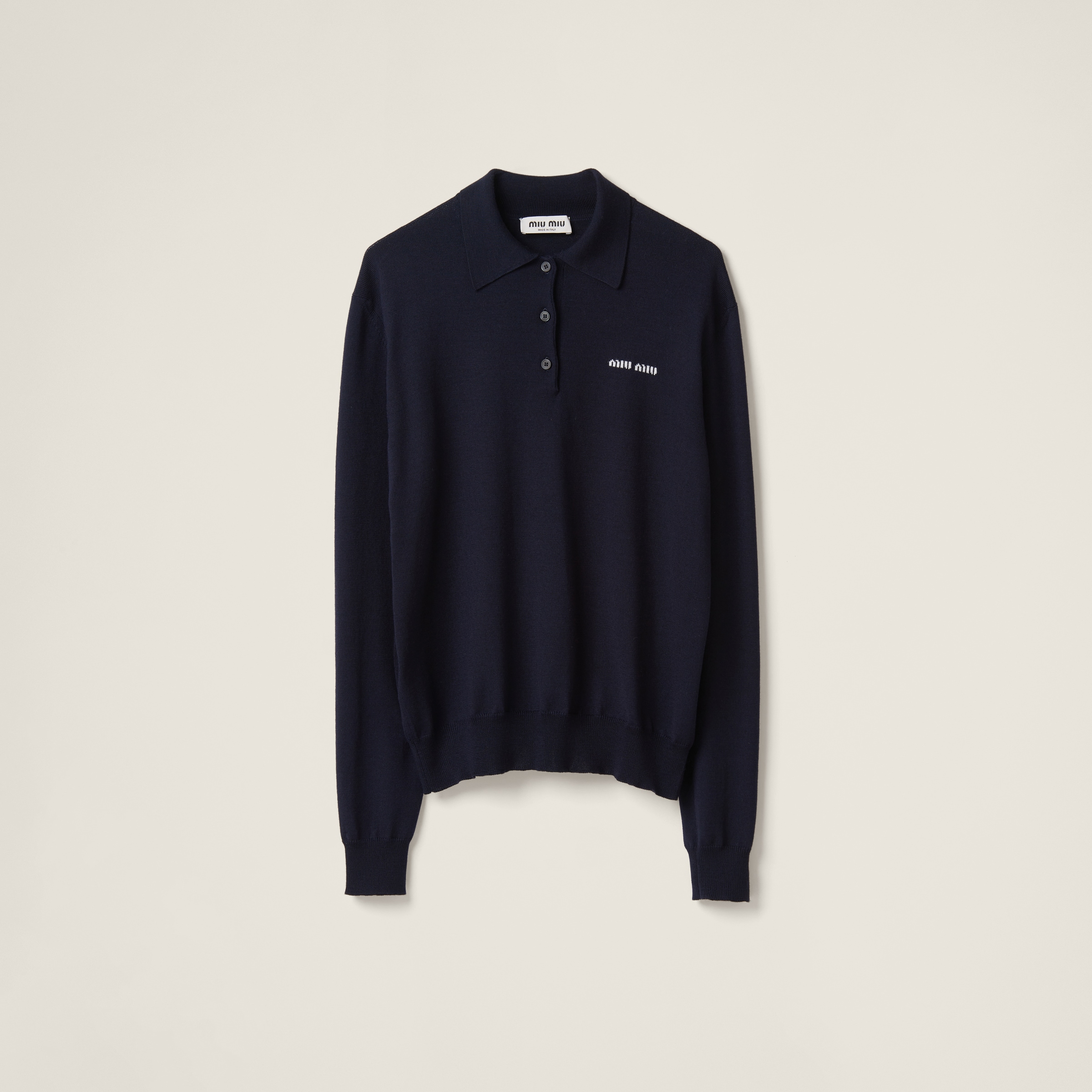 Wool knit polo shirt