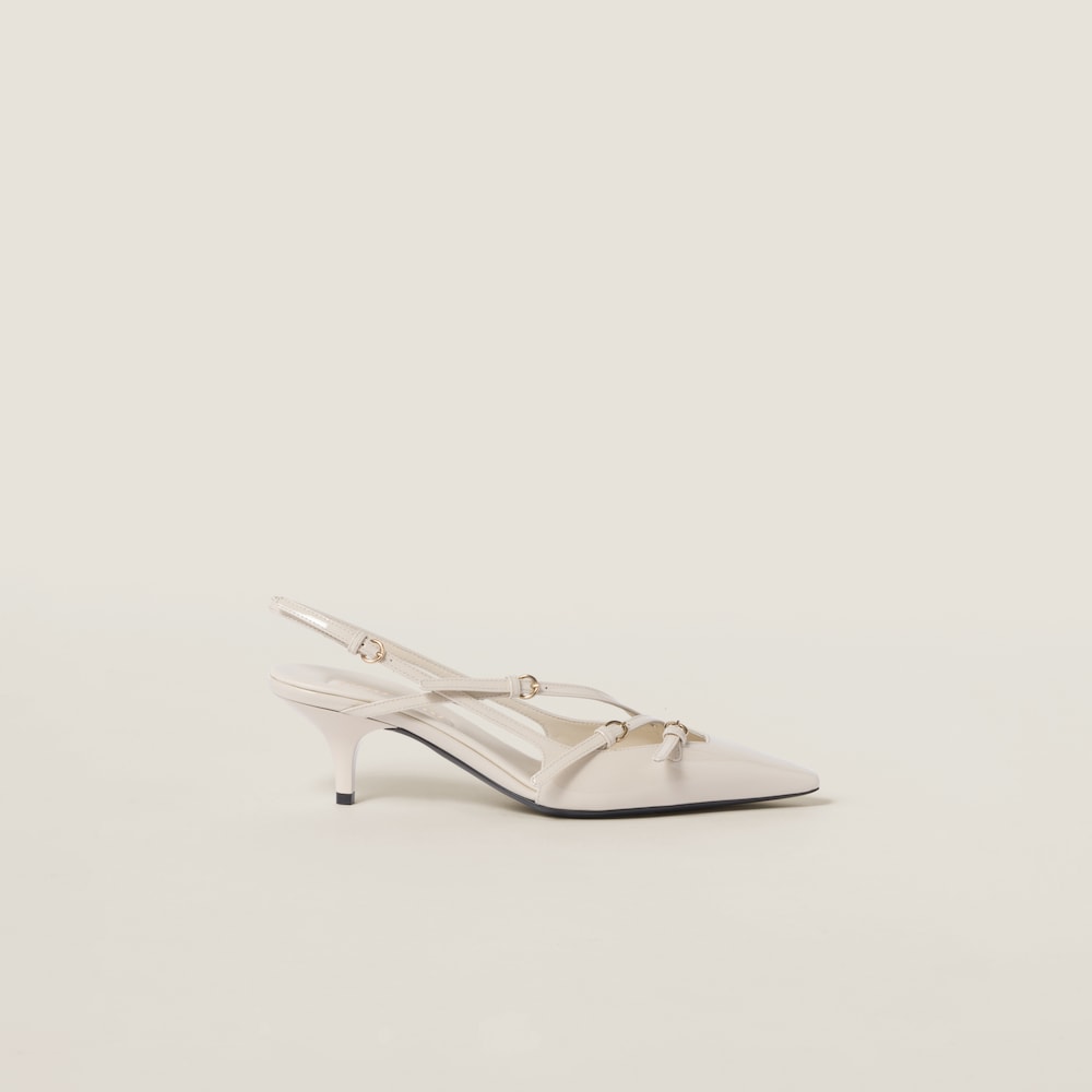 Patent leather slingbacks with buckles