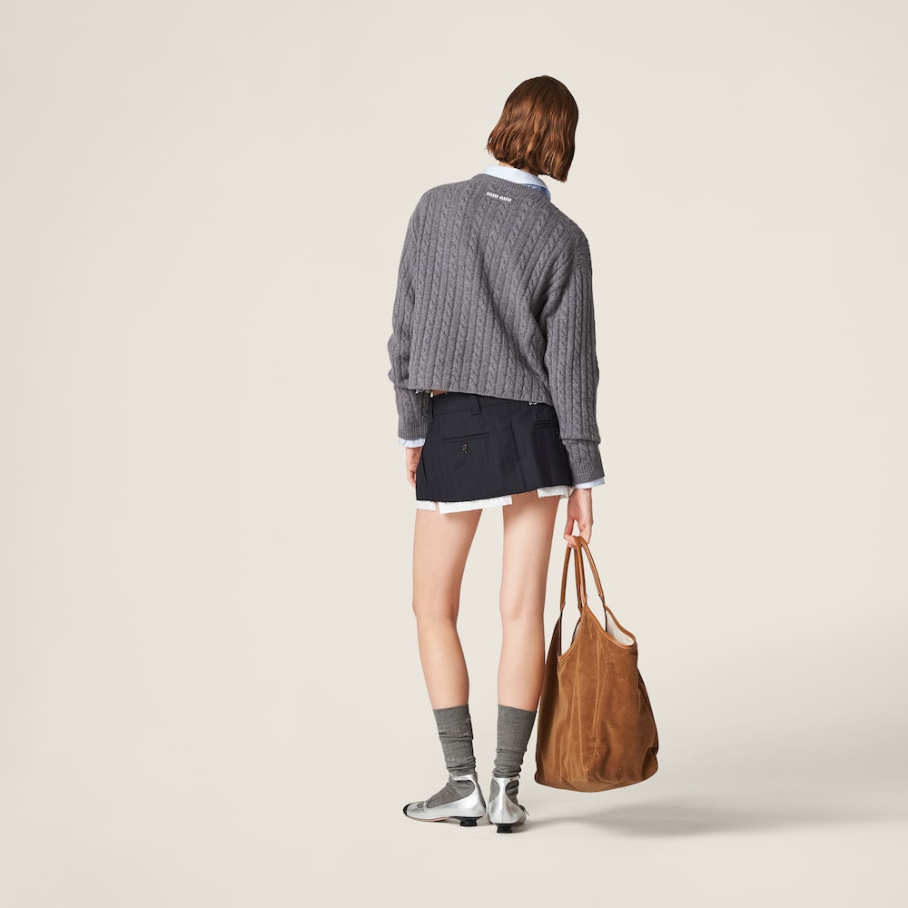 Pleated pinstripe miniskirt