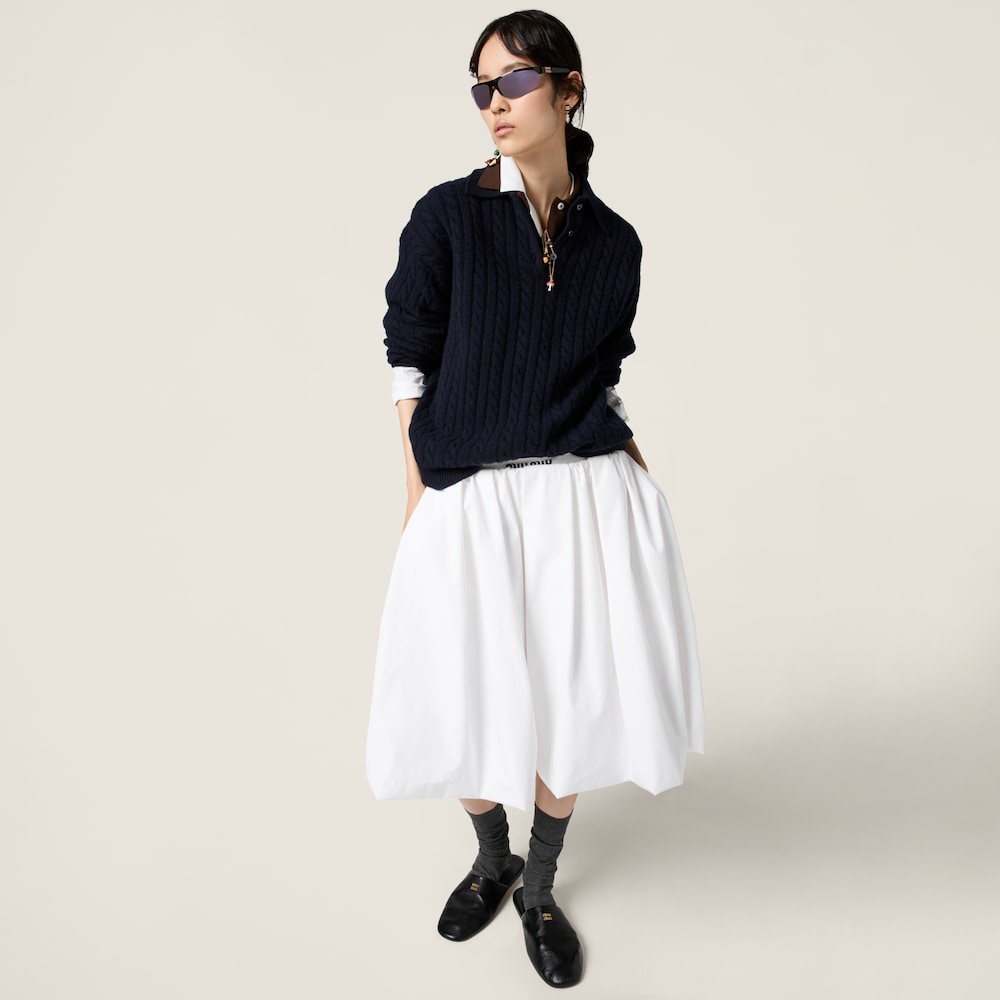 Poplin and jersey skirt