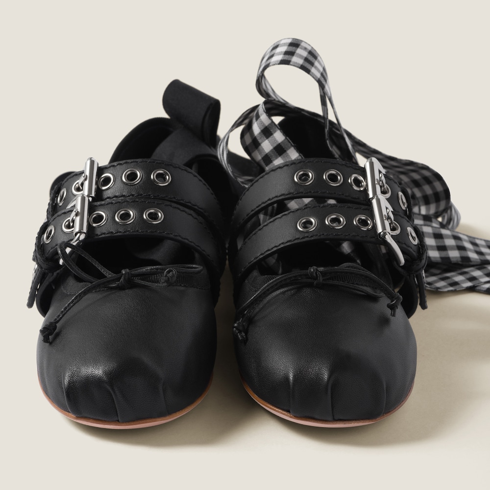 Nappa and calf leather ballerinas