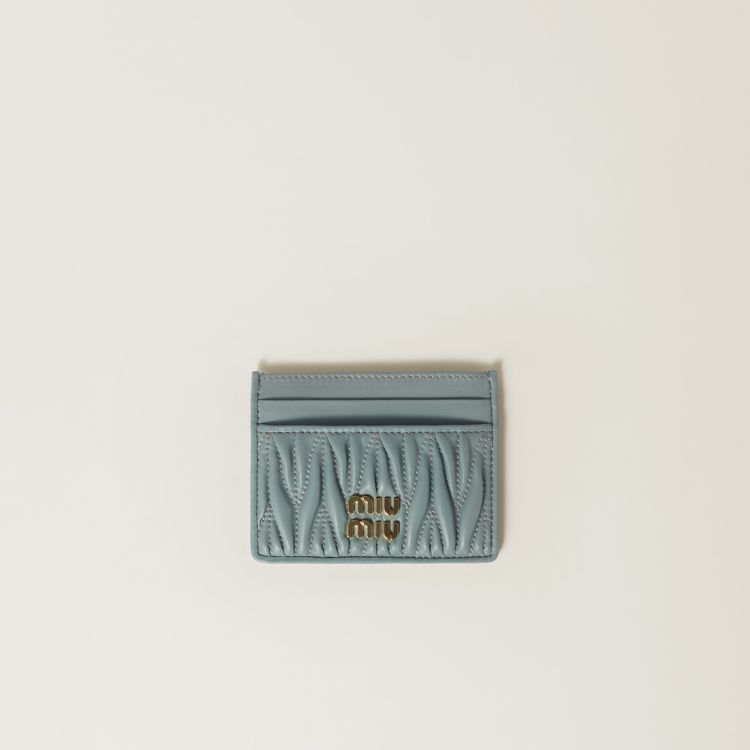 Matelassé nappa leather card holder