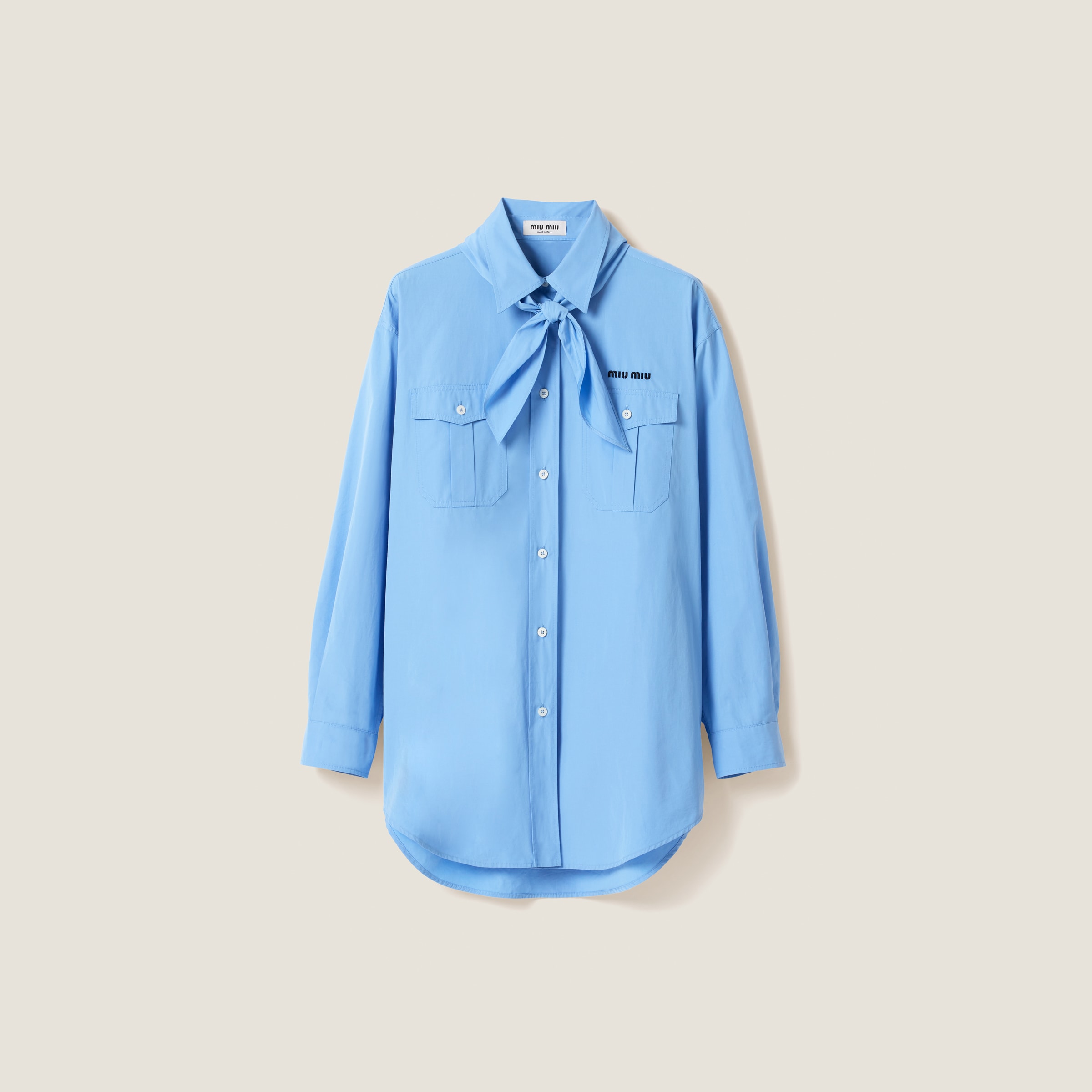 Poplin shirt with scarf