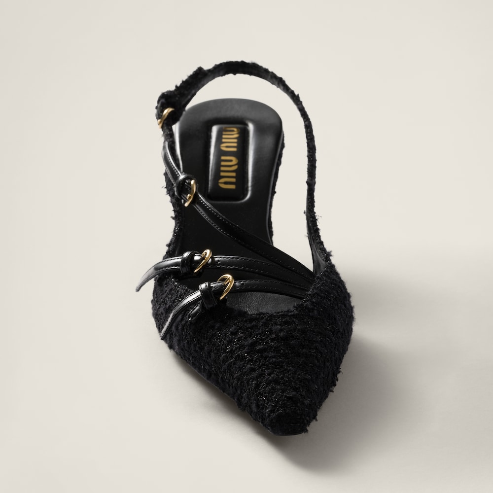 Fabric slingbacks with straps