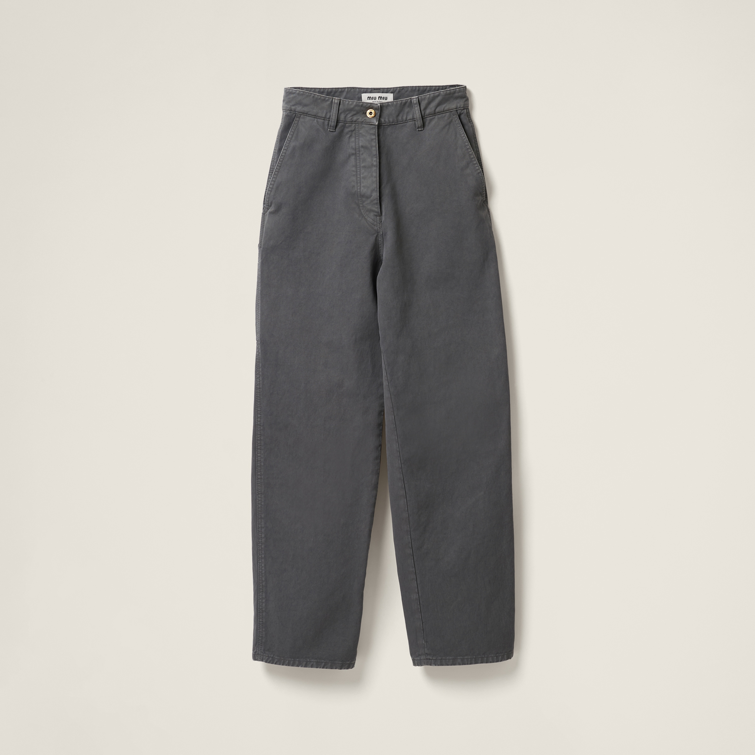 Garment-dyed gabardine pants