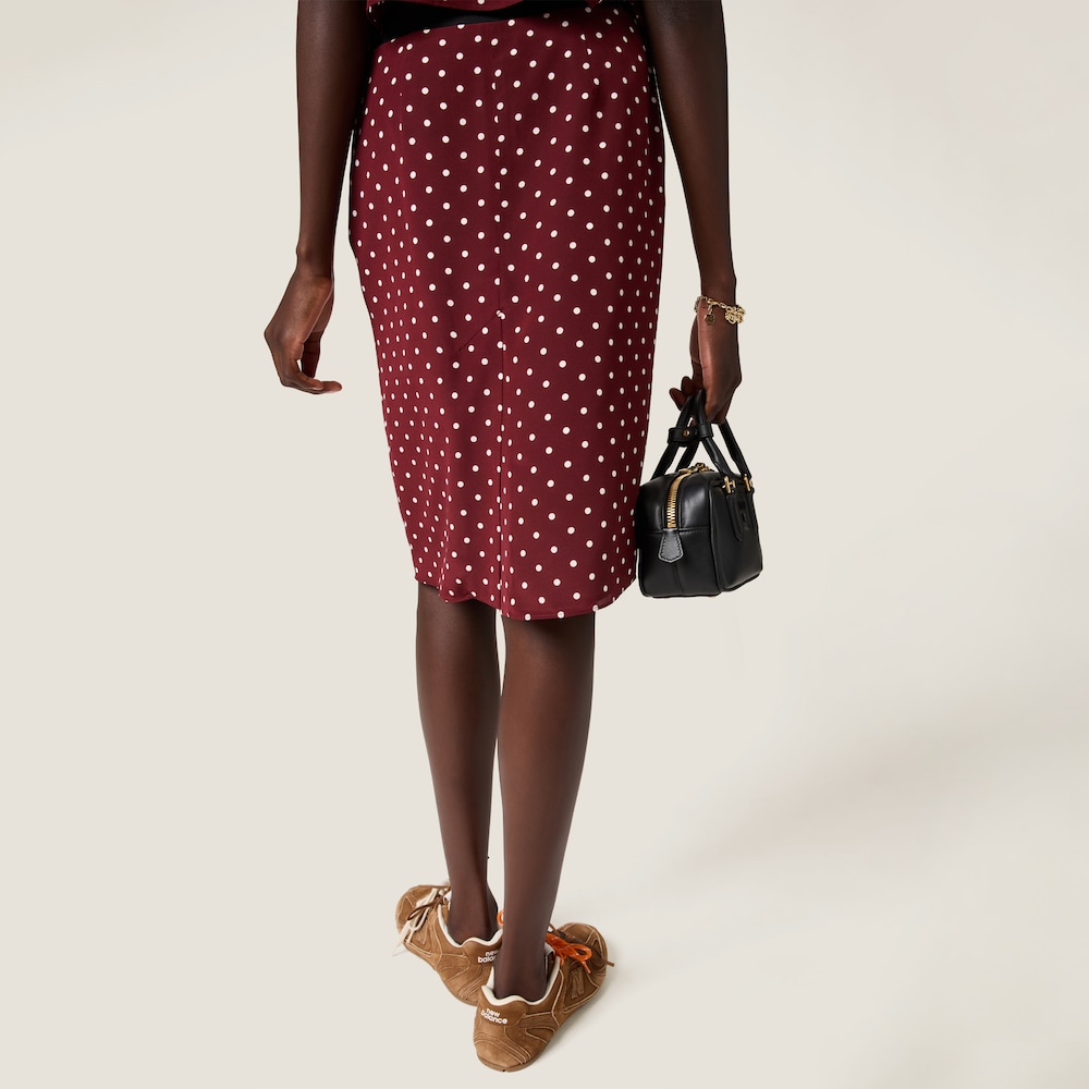 Polka-dot crepe de chine skirt