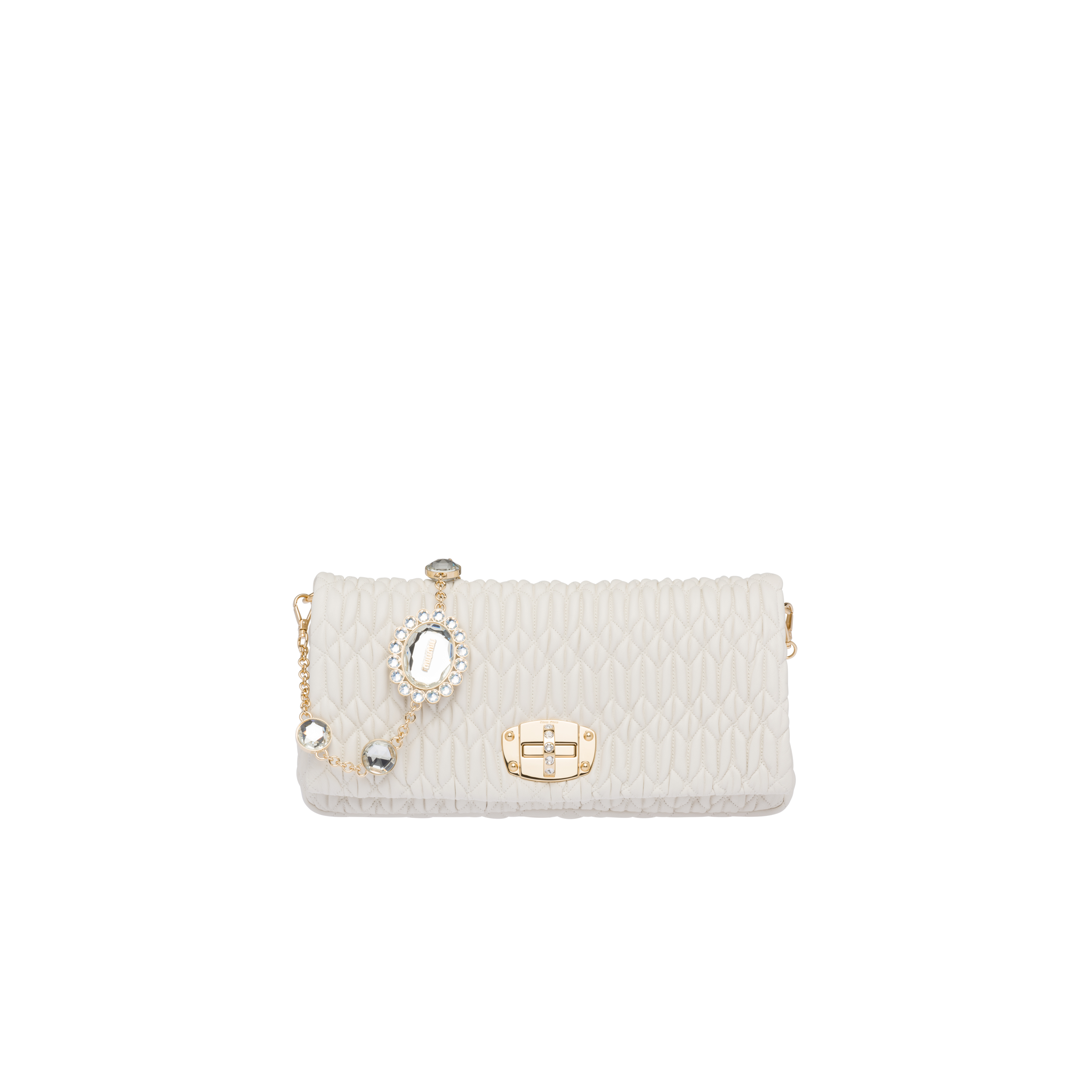 Miu Miu Iconic Crystal Cloqué Nappa leather bag