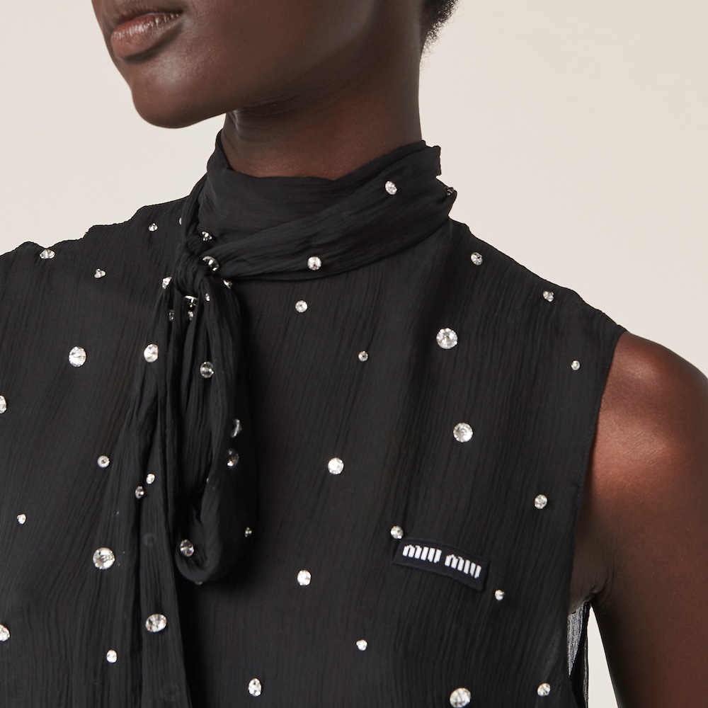 Embroidered chiffon top