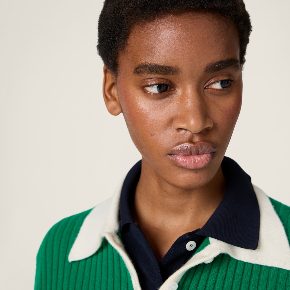 Ribbed cashmere polo shirt