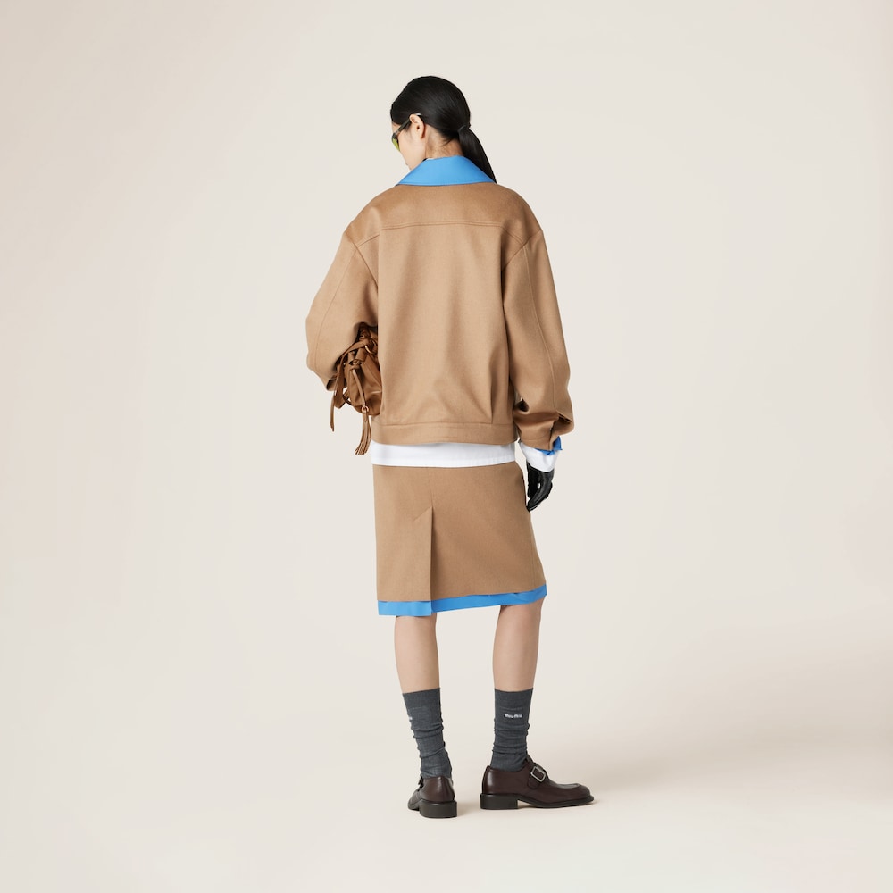 Camel-hair blouson jacket with poplin details