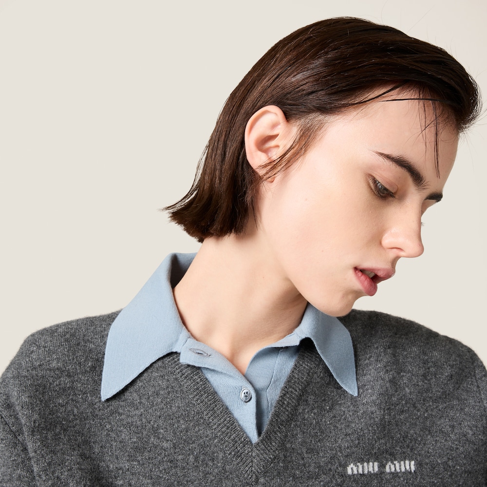 Cashmere and wool polo sweater