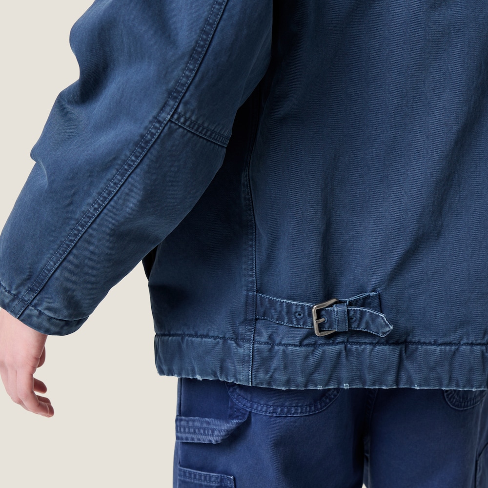 Gabardine trucker jacket with corduroy collar
