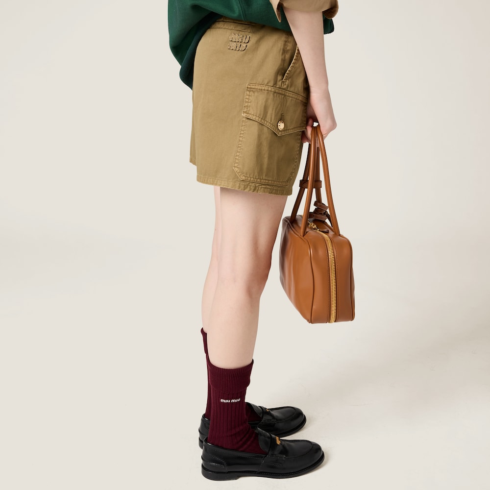 Garment-dyed cotton satin shorts