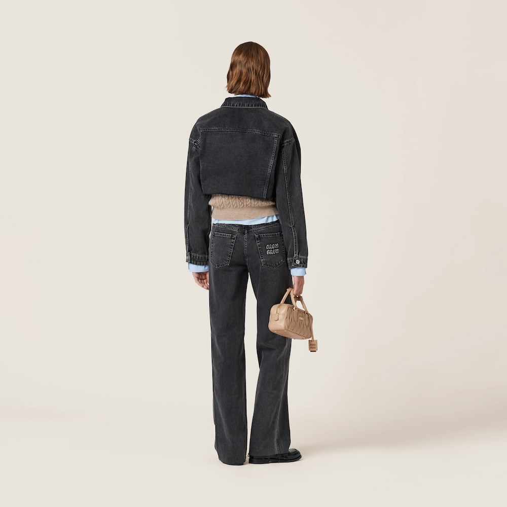Black denim blouson jacket