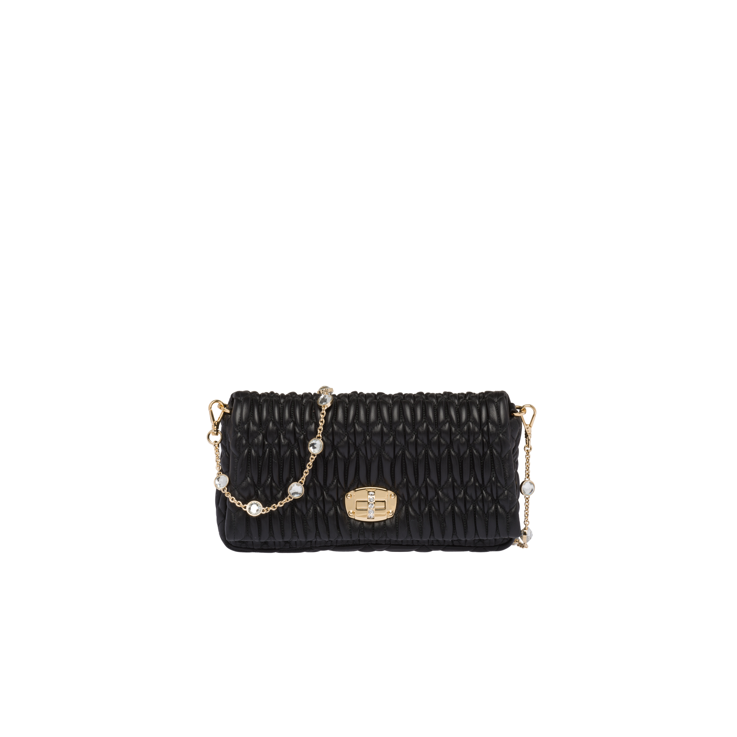 Miu Crystal Cloqué Nappa leather bag