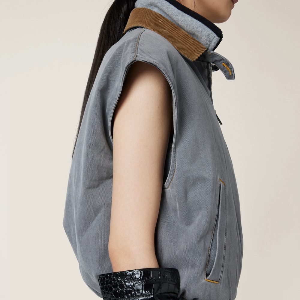 Chambray blouson vest
