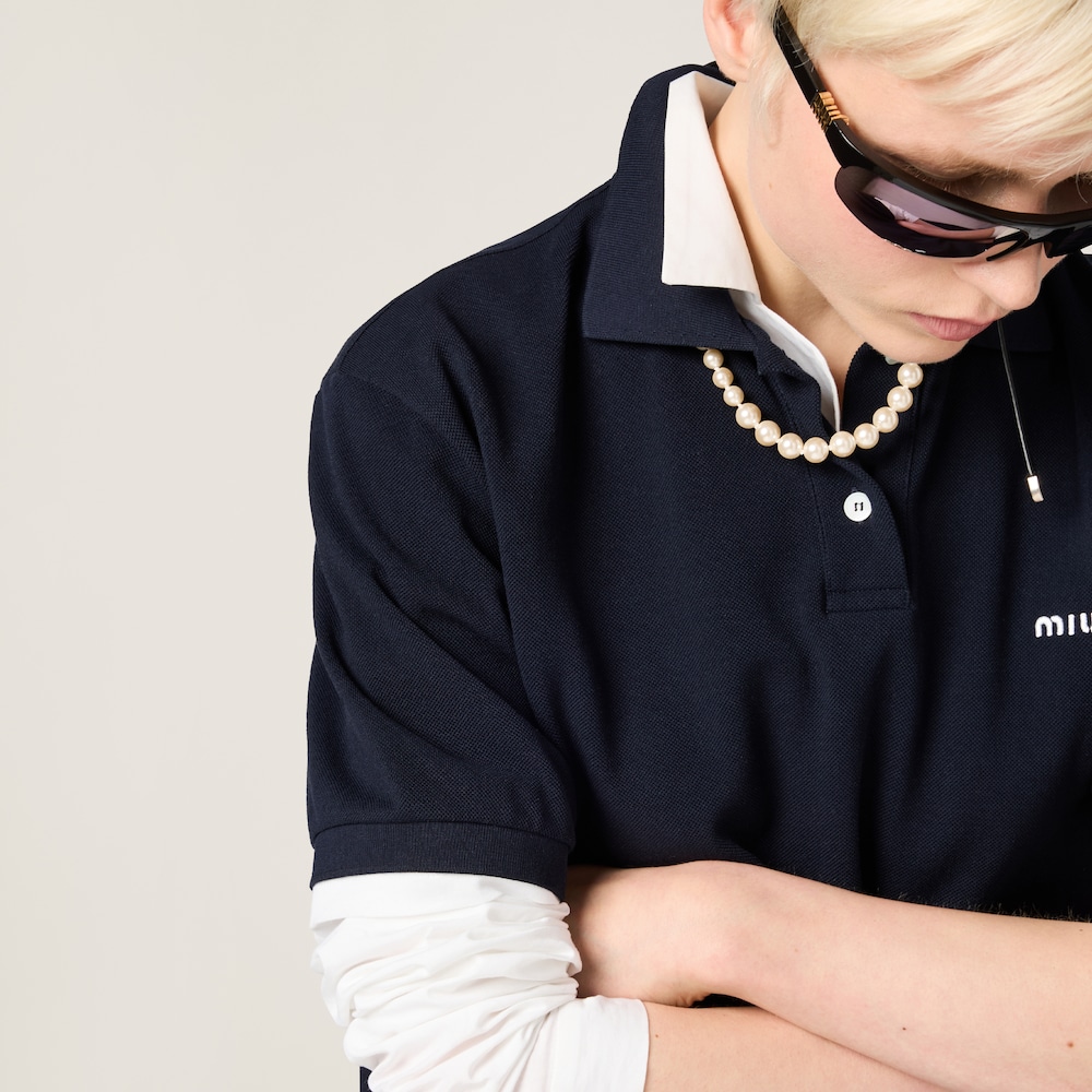 Piqué and jersey polo shirt