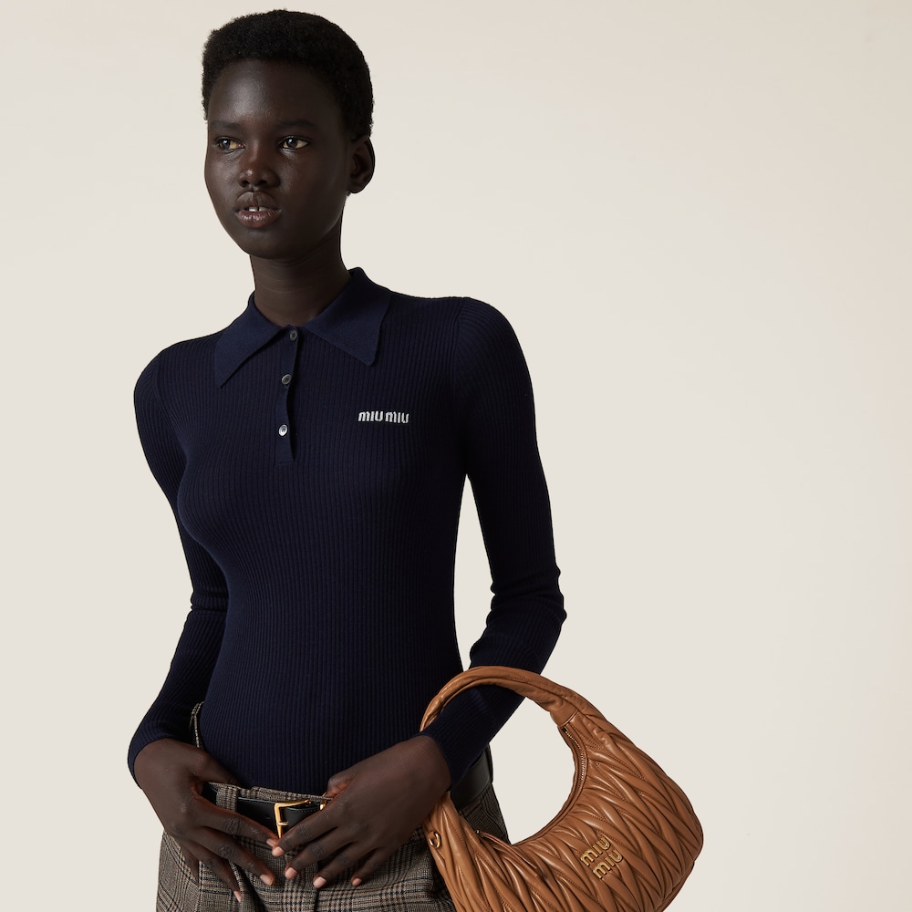 Cashmere and silk knit polo shirt
