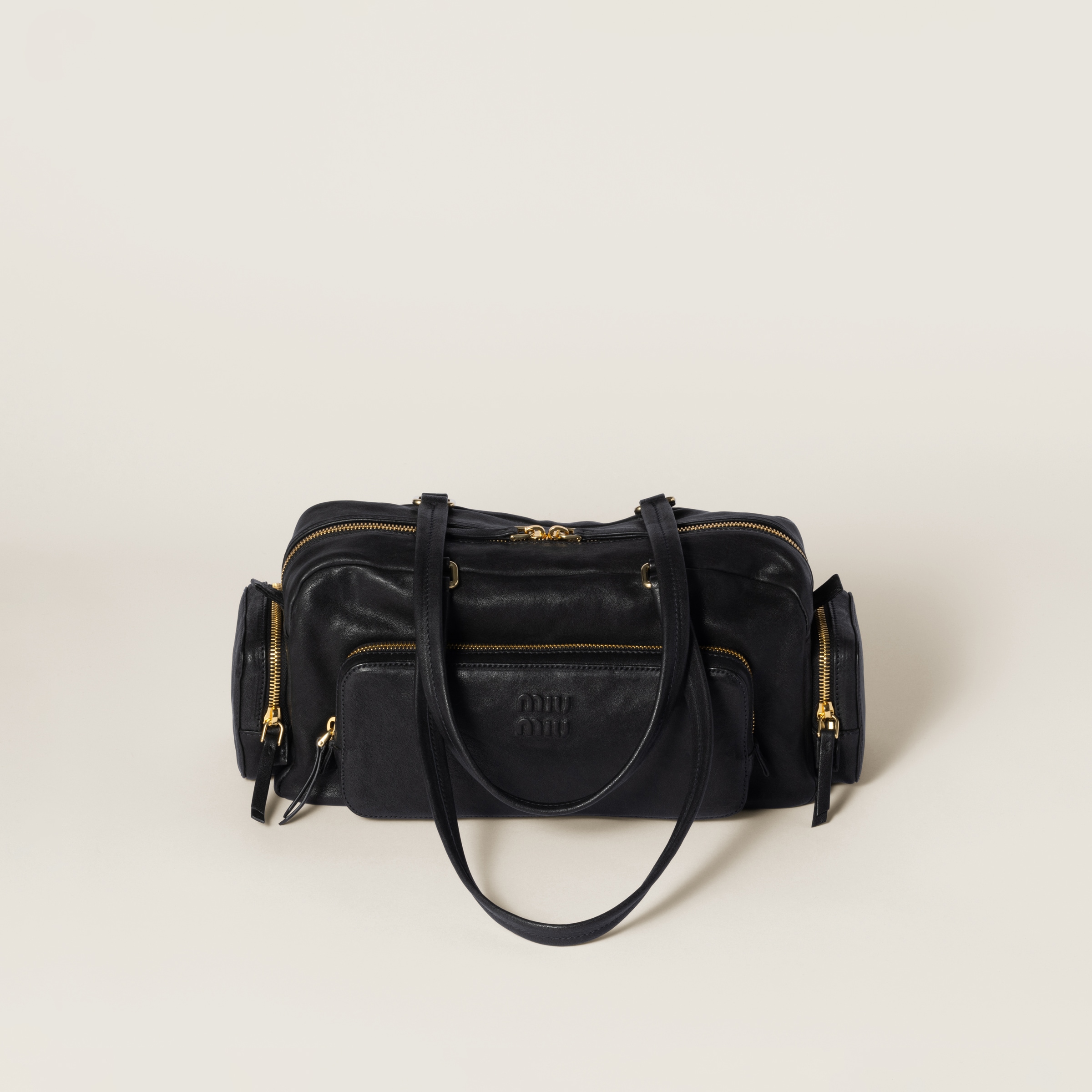 Pocket washed nappa leather bag