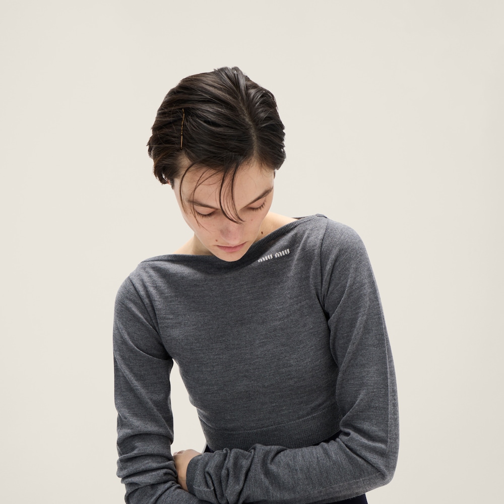 Wool boat-neck sweater