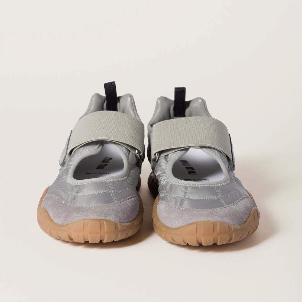 Tyre technical fabric and suede ballerinas