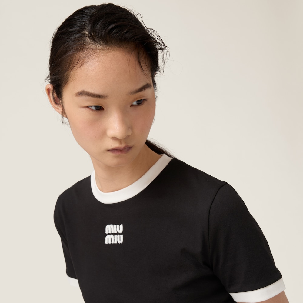 Cotton jersey T-shirt with embroidered logo
