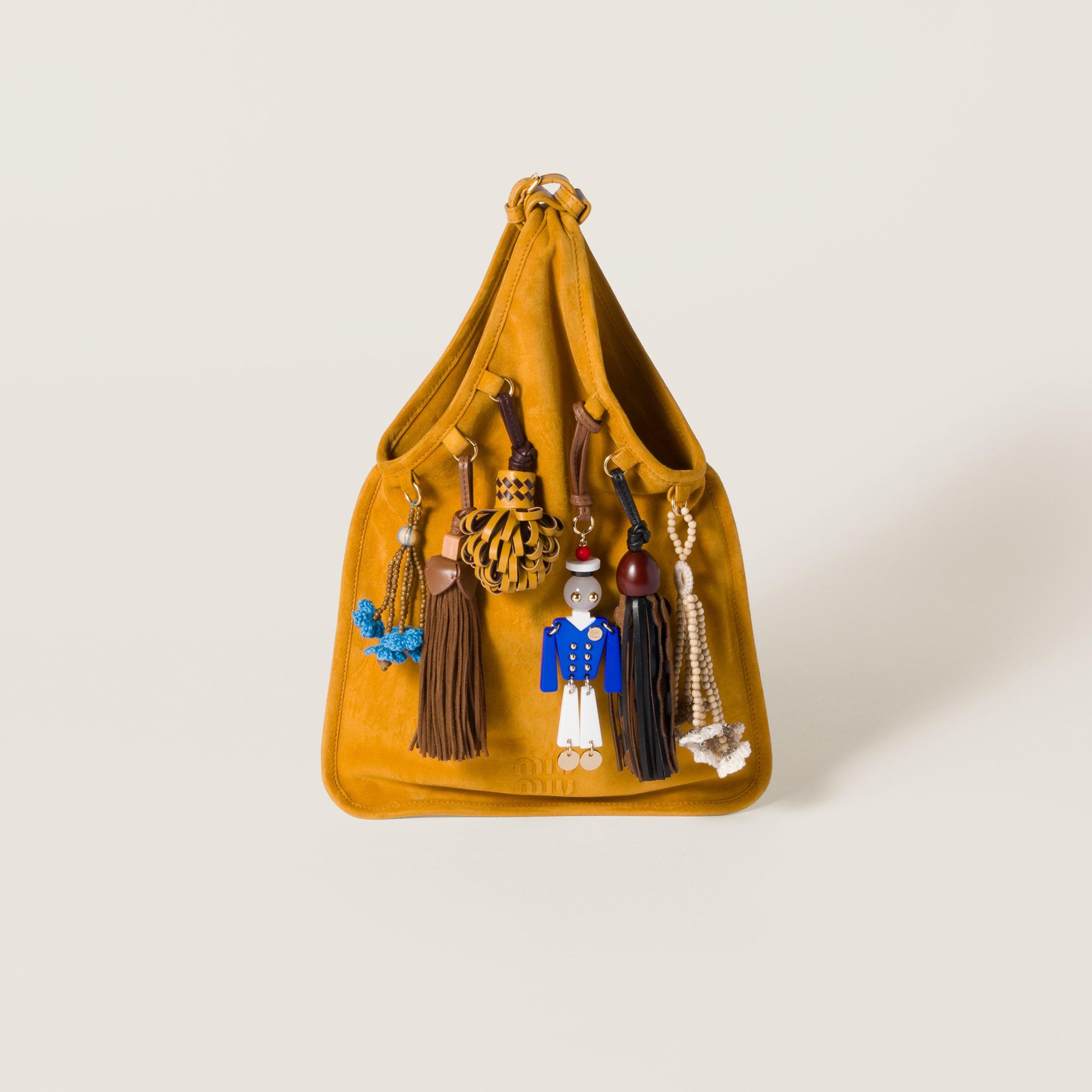 Suede bag with trick
