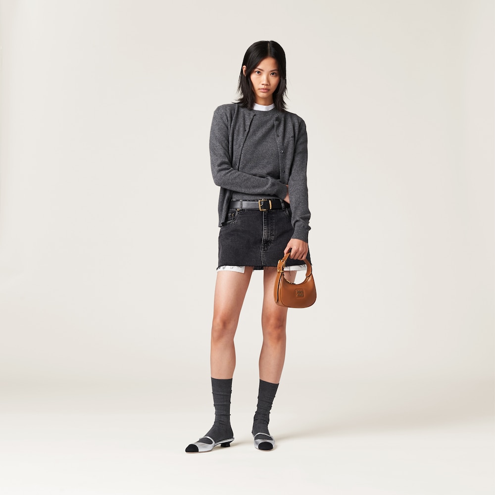 Black denim miniskirt